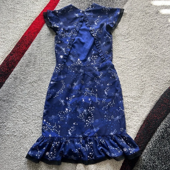 Three Floor Midnight Navy Afterglow Star Print Ruched Galaxy Mini Dress - Picture 6 of 8